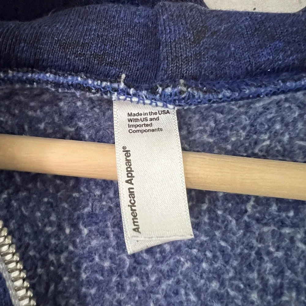American Apparel Navy Blue Heather Zip Up Hoodie Size Medium Made in USA
